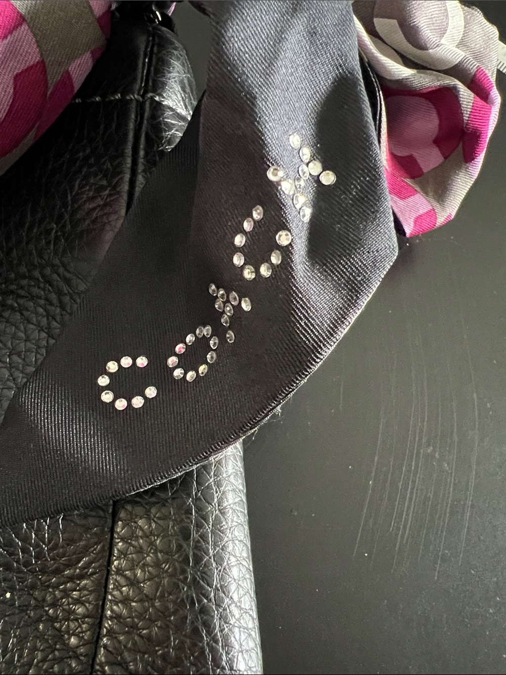 Coach Black Leather Crossbody with Scarf Detail - Picture 3 of 5